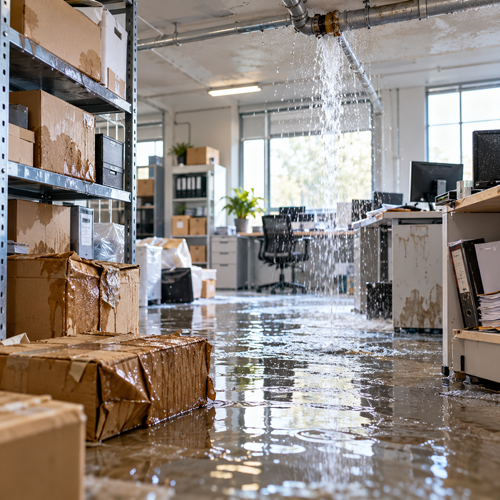 Ein Rohrbruch kann Einrichtung, Technik, Waren und Vorräte erheblich beschädigen. Erfahren Sie, wann die Inhaltsversicherung bei einem Wasserschaden im Betrieb zahlt und worauf Unternehmen achten sollten.